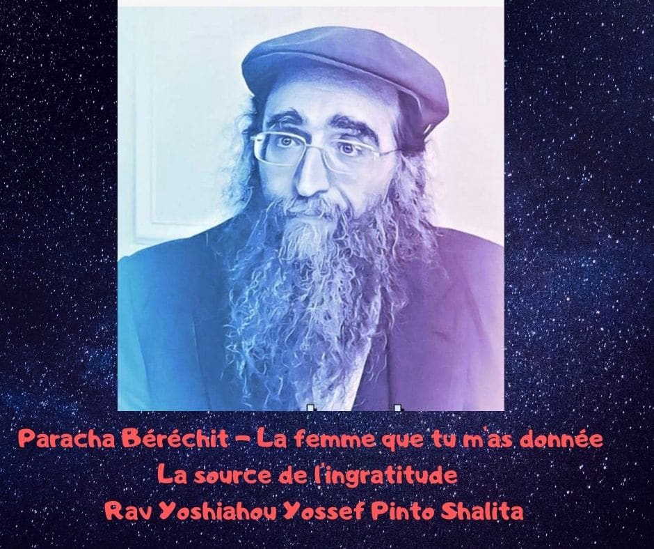 Paracha Béréchit La femme que tu m'as donnée. La source de l'ingratitude