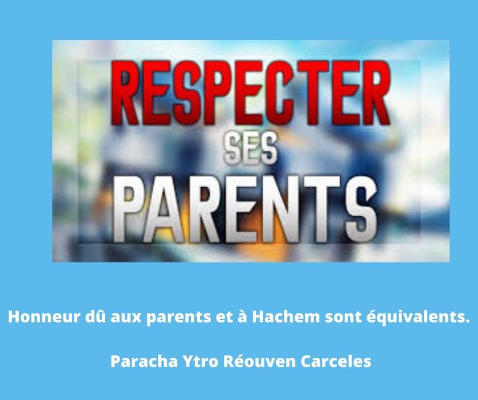 Honneur dû aux parents et à Hachem sont équivalents. Paracha Ytro